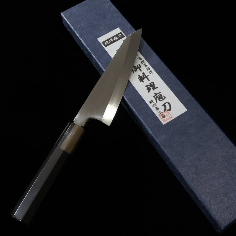 SUISIN Suisin obra de Kenji Togashi sabaki higashi-bōchō honyaki en agua Aogami nº 2 mango de ébano (150 mm)