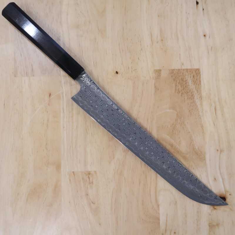 二唐刃物鍛造所NIGARA 暗紋 先丸蛸引 SG2 黒檀八角柄 (270/300mm)