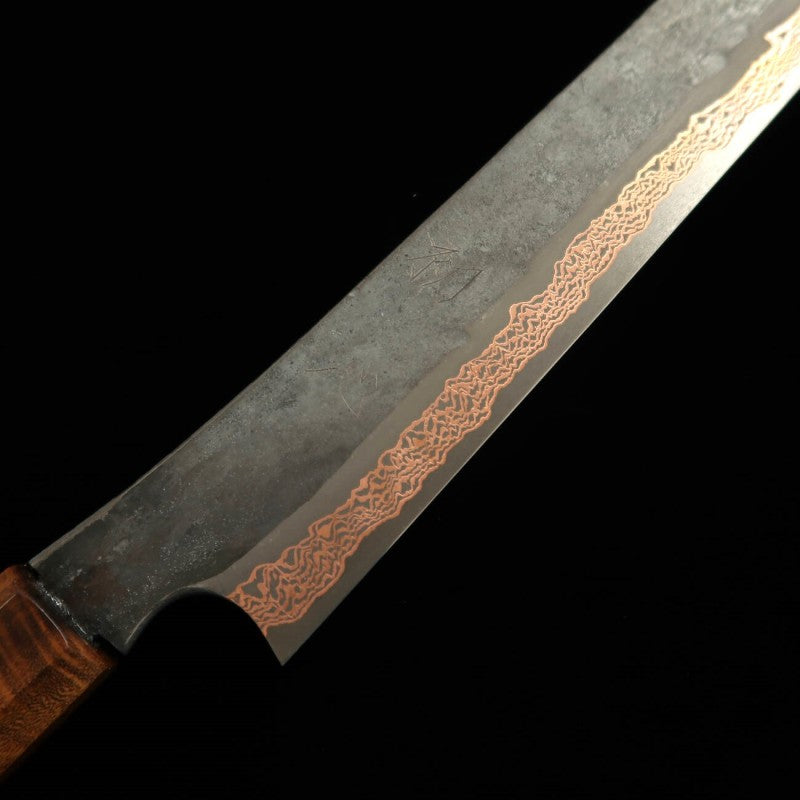 Sakimaru Sujihiki HATSUKOKORO "Yorokobi" SLD Black Damascus Ebony Handle (450mm)