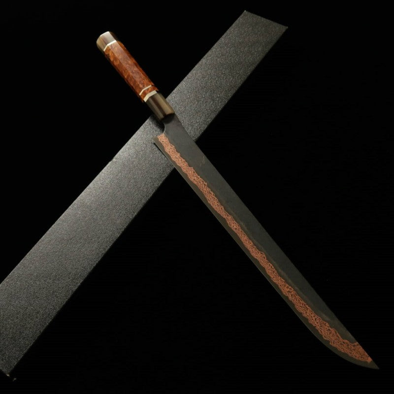 Hajime Yorokobi SLD, finition noire, manche custom, couteau sujibiki à pointe arrondie (390 mm)