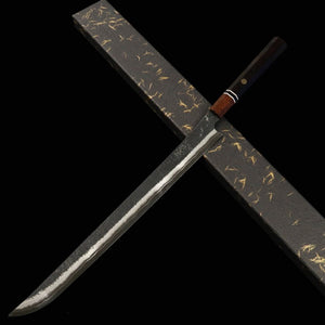 NIGARA Forgeron Saki-maru Sujihiki Noir martelé Damas Manche octogonal en ébène (450 mm)