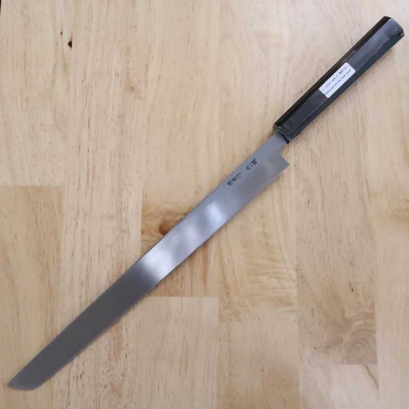 Sakai Takayuki SAKAITAKAYUKI Byakko Acier Blanc n°1 Takobiki bout rond Manche octogonal en ébène (270/300 mm)