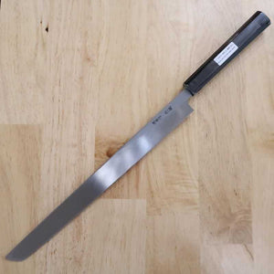Sakai Takayuki SAKAITAKAYUKI Byakko Acier Blanc n°1 Takobiki bout rond Manche octogonal en ébène (270/300 mm)