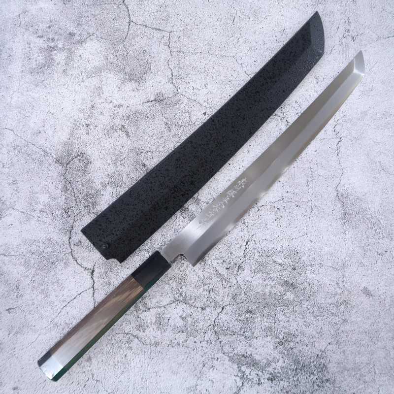 SAKAI TAKAYUKI Zangetsu, Takohiki Sakimaru, acier Gin San, manche octogonal en wengé (300 mm)