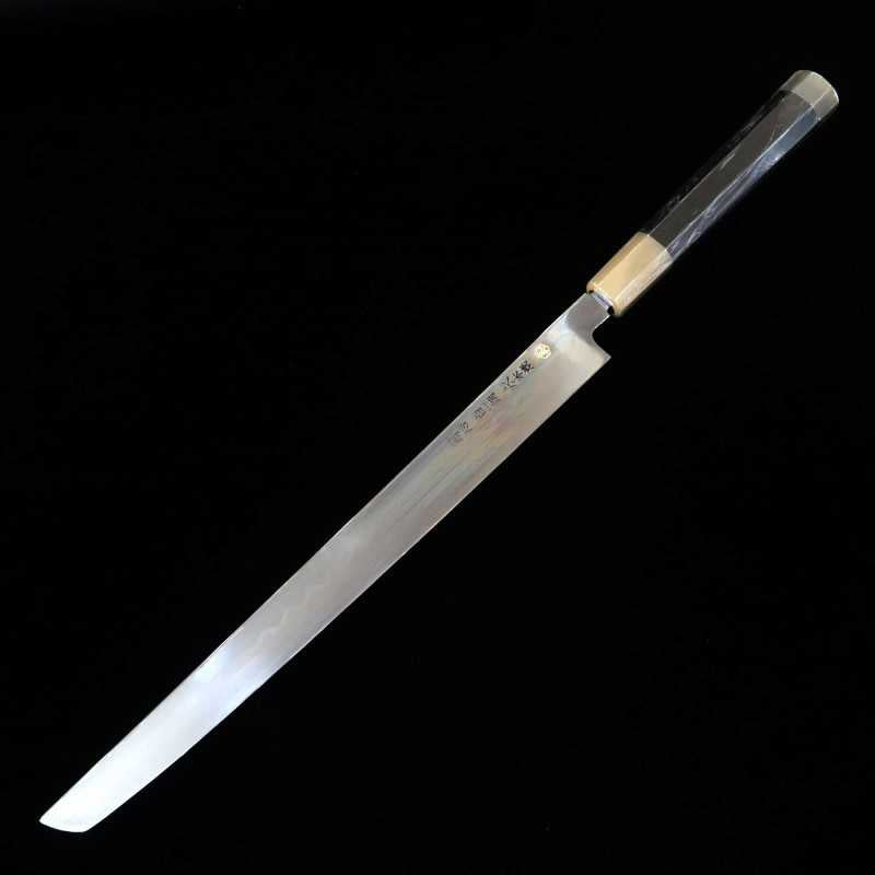 Sakimaru Takohiki SUISIN by Yoshikazu Ikeda Shirogami No. 1 Fully Mirror-Finish Lacquered Sheath Included Ebony Octagonal-shaped handle (300mm)
