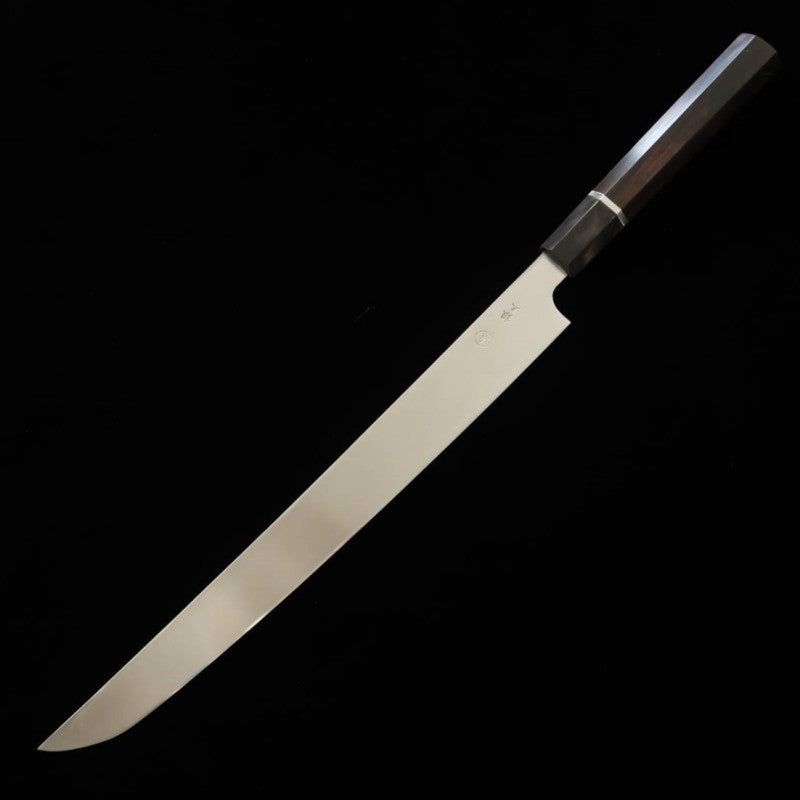 TADOKORO HAMONO Makoto miroir Gin-san n°3 Tako-biki bout arrondi manche ébène et argent (300 mm)