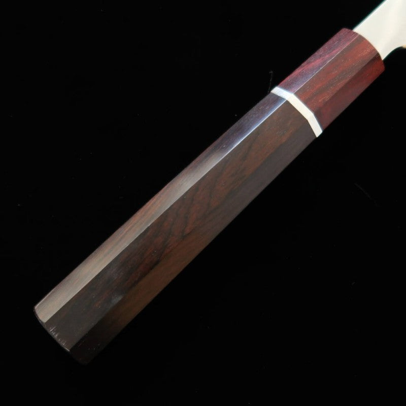 Tadokoro Hamono TADOKORO HAMONO obra Makoto, acabado espejo, Gingami nº3, tako-hiki de punta redondeada, mango de ébano con virola roja (300 mm)