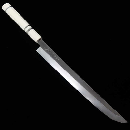 田所刃物 TADOKORO HAMONO 真琴作 鏡面 銀紙三号 先丸蛸引 イミテーションアイボリー柄 (300mm)