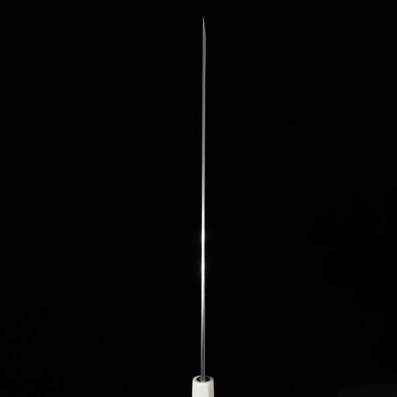Tadokoro Hamono Makoto Finition miroir Acier argenté n°3 Takobiki à pointe ronde Manche imitation ivoire (300 mm)