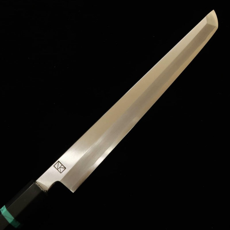 Yanagiba takohiki SAKAI KIKUMORI Aogami No. 1 Cabo Turquesa  forjada por Nakagawa satoshi (300mm)