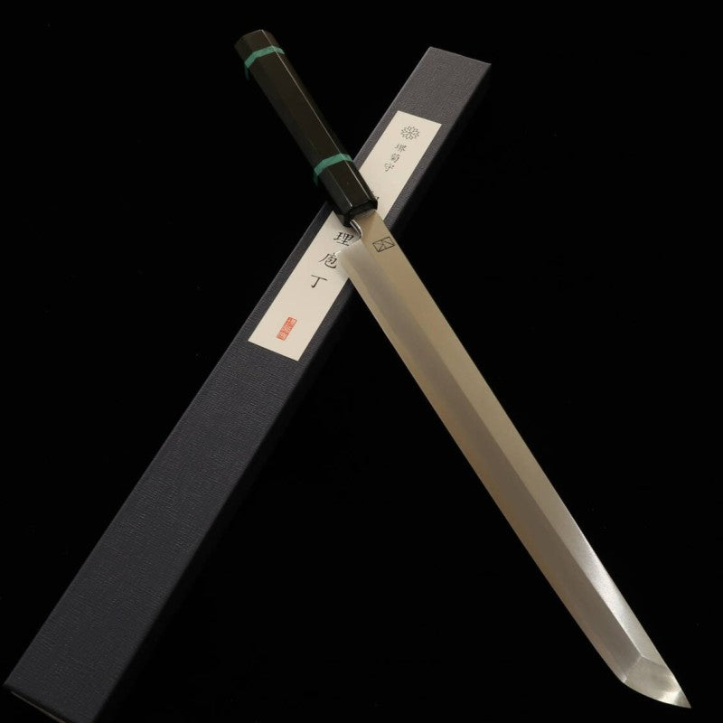 堺菊守 SAKAI KIKUMORI 先丸柳刃 - 煉 - 青紙一号 ターコイズハンドル (300mm)