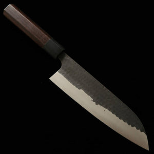 ANRYU, Santoku, Super Blue Steel, Kurouchi and Hammered Finish with Rosewood Octagonal Handle (180mm)