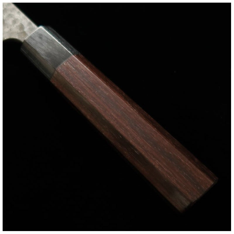 ANRYU, Santoku, Super Blue Steel, Kurouchi and Hammered Finish with Rosewood Octagonal Handle (180mm)