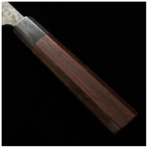 ANRYU, Santoku, Super Blue Steel, Kurouchi and Hammered Finish with Rosewood Octagonal Handle (180mm)