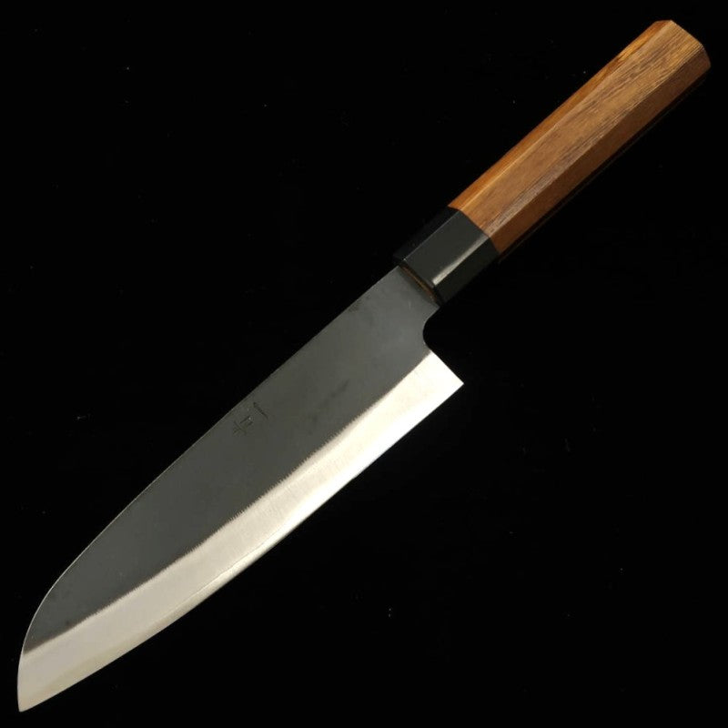 HIDARI YORIMITSU Santoku Blue steel black finish ironwood handle (165mm)