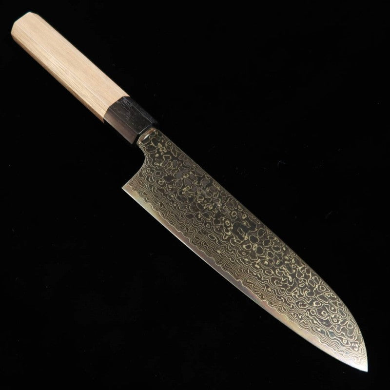 Santoku KAGEKIYO ZA-18 Acabamento damasco black com cabo octogonal em nogueira  (180mm) 
