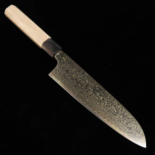 Santoku KAGEKIYO ZA-18 Acabamento damasco black com cabo octogonal em nogueira  (180mm) 