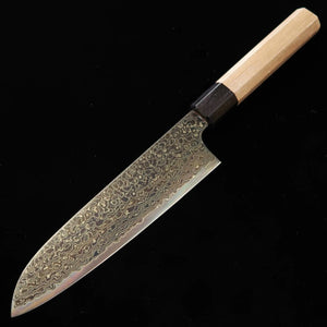 Kagekiyo ZA-18 damas noir, manche octogonal noyer, Santoku (180 mm)