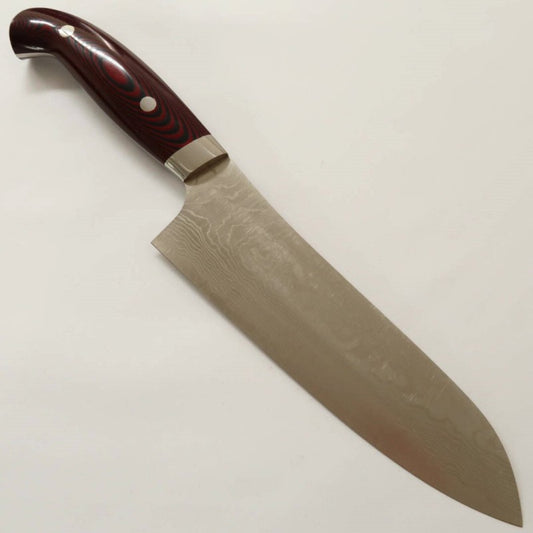 Santoku Yuta Katayama "Akatsuki" SG2 Damasco cabo em Micarta (180mm)