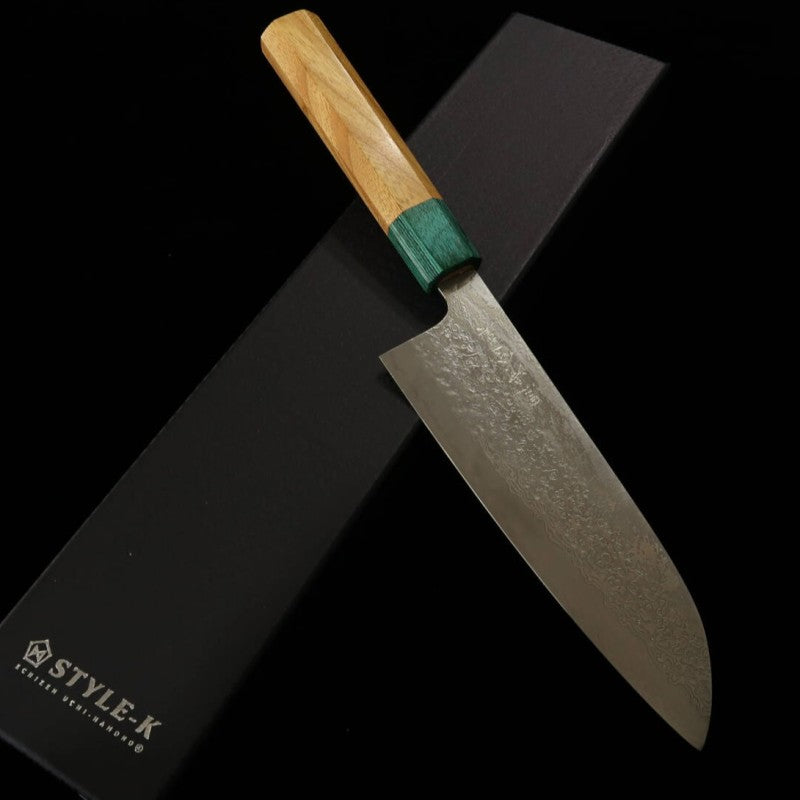 STYLE-K Makoto Kurosaki – Kodama – santoku VG10W damasco, mango de olmo japonés (170 mm)