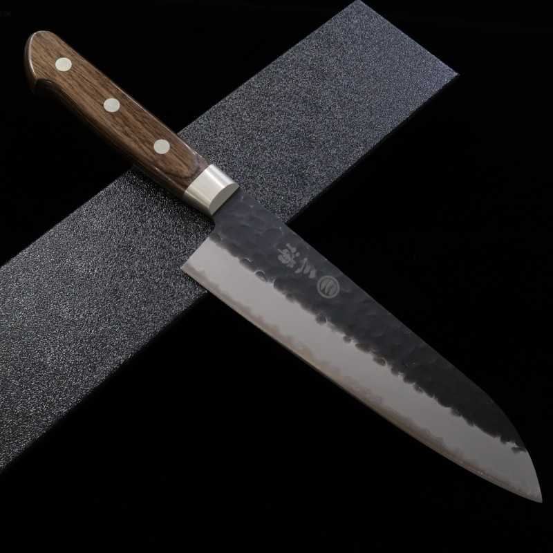 Miura MIURA Aogami Super Martillado negro Santoku Mango laminado marrón oscuro (180 mm)