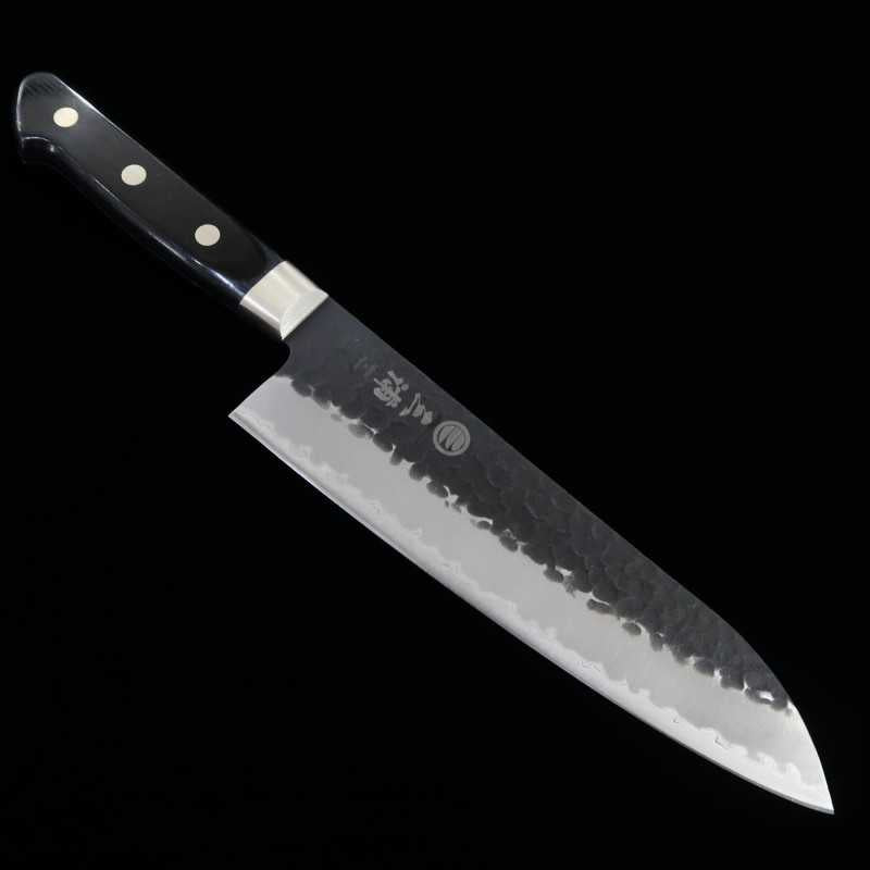 Miura MIURA Aogami Super acabado martillado negro santoku mango laminado negro (180 mm)