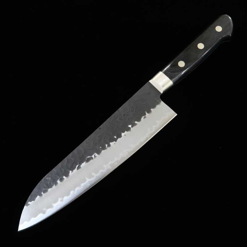 MIURA Santoku Aogami Super steel Hammered Black Plywood Handle (180mm)