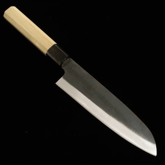 Miura MIURA Santoku Acier Blue No.1 Clad Inox Finition Noire Manche en magnolia et corne de buffle (165 mm)