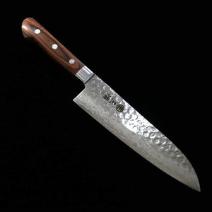 Santoku Miura VG-10 damasco cabo em madeira mahogany (180mm)
