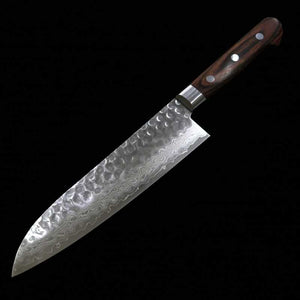 Santoku Miura VG-10 damasco cabo em madeira mahogany (180mm)