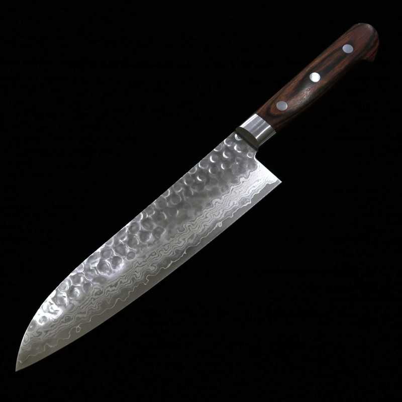 Santoku Miura VG-10 damasco cabo em madeira mahogany (180mm)