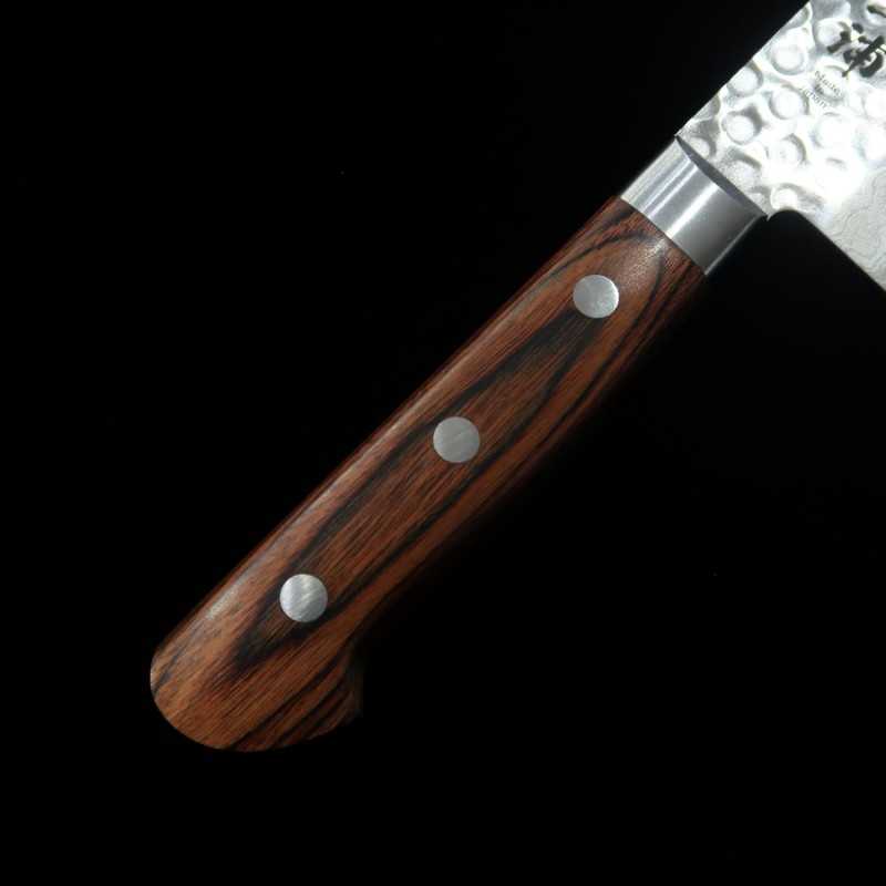 Santoku Miura VG-10 damasco cabo em madeira mahogany (180mm)