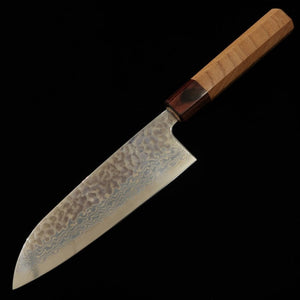 Santoku MIURA Ginsan Steel White Damascus Keyaki Handle (165mm)