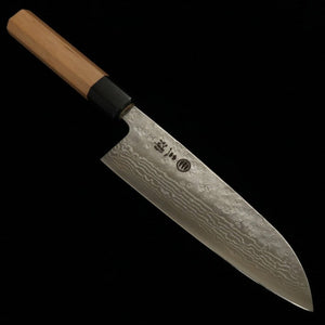 Santoku MIURA 440C Damascus Satin Cherry Octagonal Handle (165mm) 