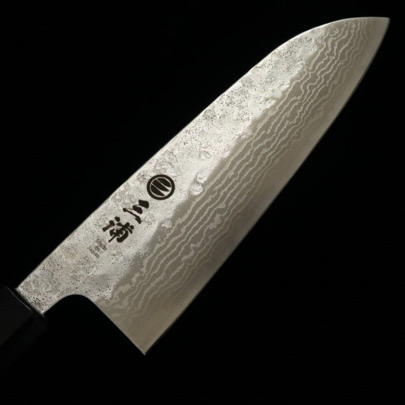 三浦 MIURA 三徳 440C 梨地 ダマスカス 桜八角柄 (165mm)