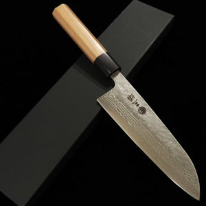 三浦 MIURA 三徳 440C 梨地 ダマスカス 桜八角柄 (165mm)