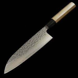 MIURA Santoku AUS10 Damasco martillado mango octogonal de magnolia (165 mm)