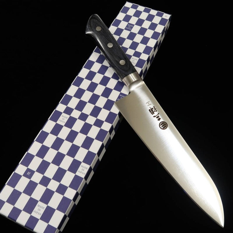 MIURA, Santoku, AUS8, manche en stratifié bleu (180 mm)