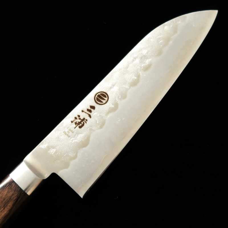 Miura MIURA, santoku, acier Gin-san n°3, finition Nashiji, manche en contreplaqué marron foncé (165 mm)
