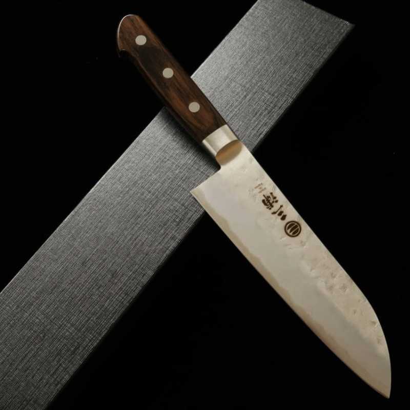 Miura MIURA Santoku Ginpaku Nº3 Acabamento Nashiji Cabo Laminado Marrom Escuro (165mm)