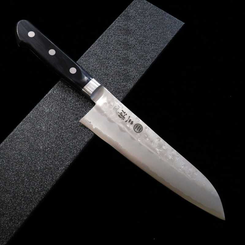 Santoku MIURA Ginsan com cabo de madeira compensada preta (180mm)