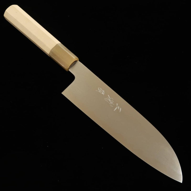 MIURA Itadaki Miura Itadaki, forjada por Yoshikazu Tanaka – santoku Shirogami #2, acabamento hairline, cabo octogonal em magnólia (180 mm)
