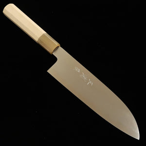 MIURA Itadaki, obra de Yoshikazu Tanaka, santoku, acero Shirogami nº 2, acabado hairline, mango octogonal de magnolia (180 mm)