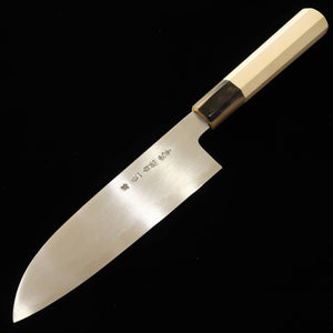 MIURA Itadaki, obra de Yoshikazu Tanaka, santoku, acero Shirogami nº 2, acabado hairline, mango octogonal de magnolia (180 mm)