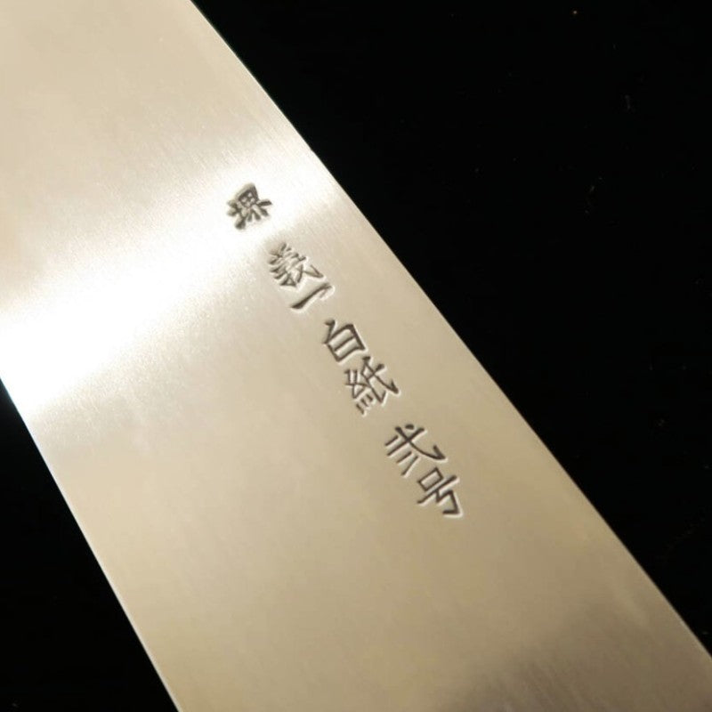 Miura Chou Santoku papel blanco nº2 acabado hairline mango octogonal de magnolia (180mm)