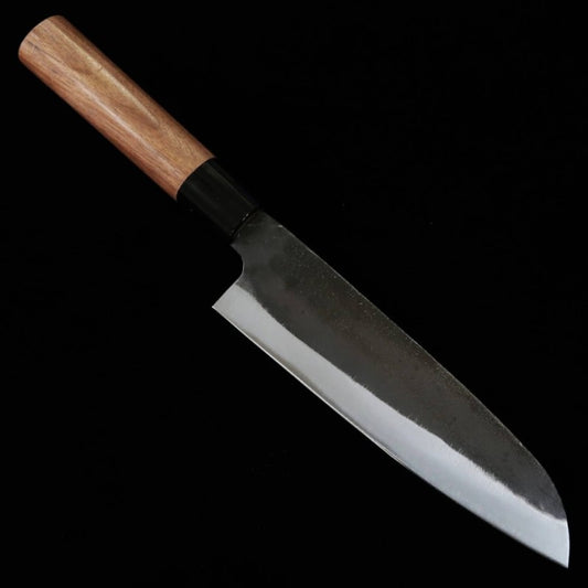 Miura MIURA Santoku, acier blanc n°2, finition noire, manche en noyer (165 mm)