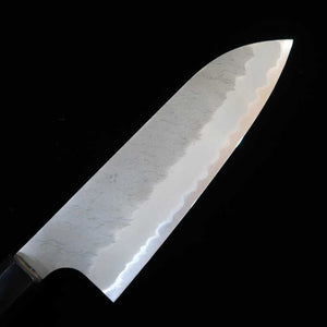  Santoku Nigara Aogami super Acabamento martelado com cabo de teca (180mm)