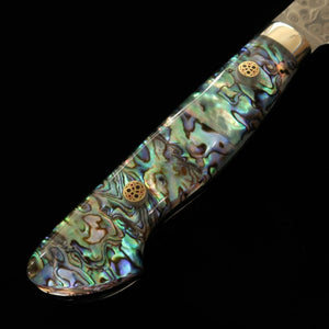 NITOU Hamono NIGARA santoku SG2 patrón oscuro Damasco mango con incrustaciones de nácar (180 mm)