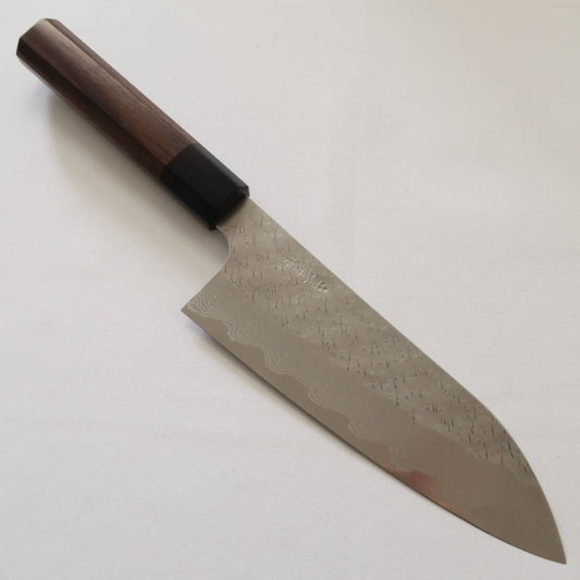 Santoku NIGARA SPG STRIX Damasco Martelado com Cabo de jacarandá (165mm)