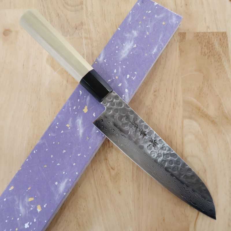 Sakai Takayuki 45 couches Damas Santoku manche hexagonal demi-rond (180 mm)